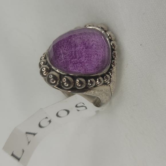 NWOT LAGOS HEAVY BAND Caviar faceted charoite doublet Maya purple silver RING 7 - Picture 8 of 13